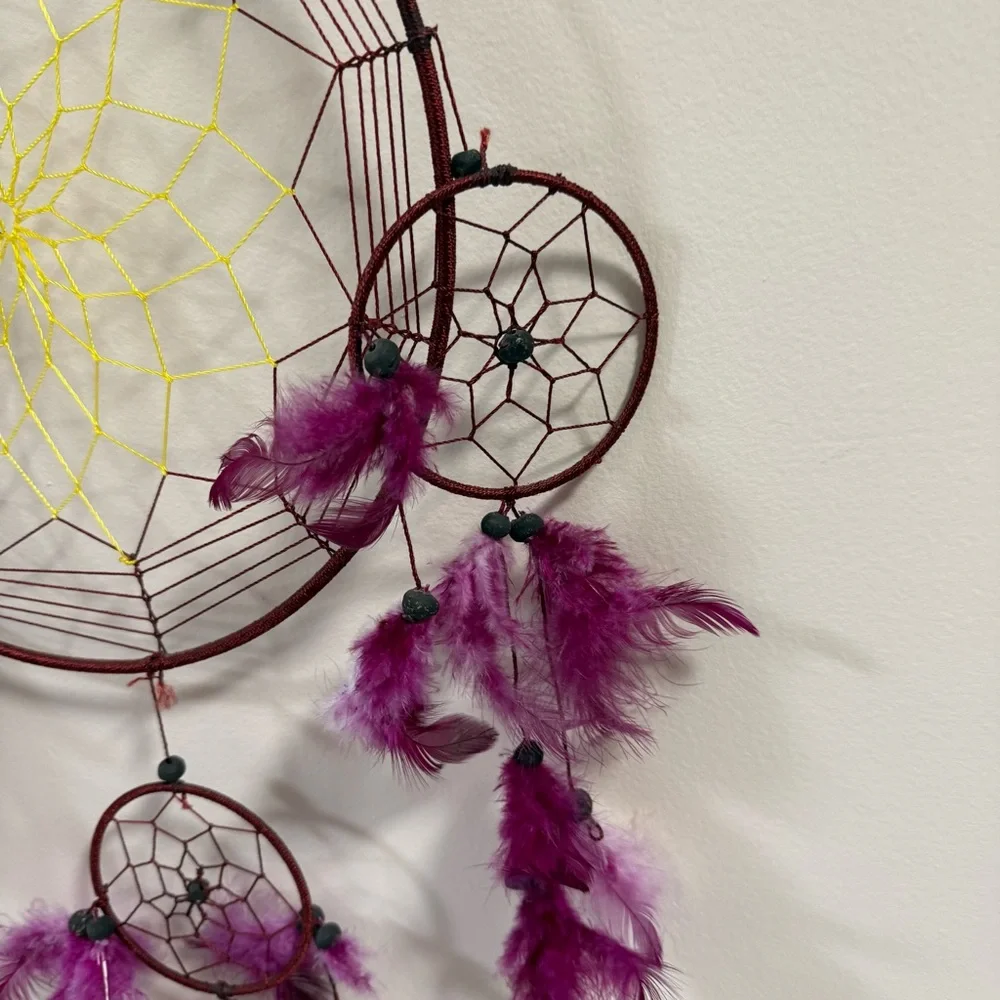 Purple Dream Catcher Large 2ft Dreamcatcher Handmade Feather Mobile Wall Decor